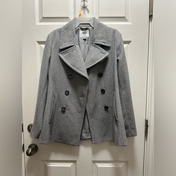 Women’s Old Navy Double-Breasted Wool-Blend Peacoat | size M | color Light Gray - Picture 5 of 7